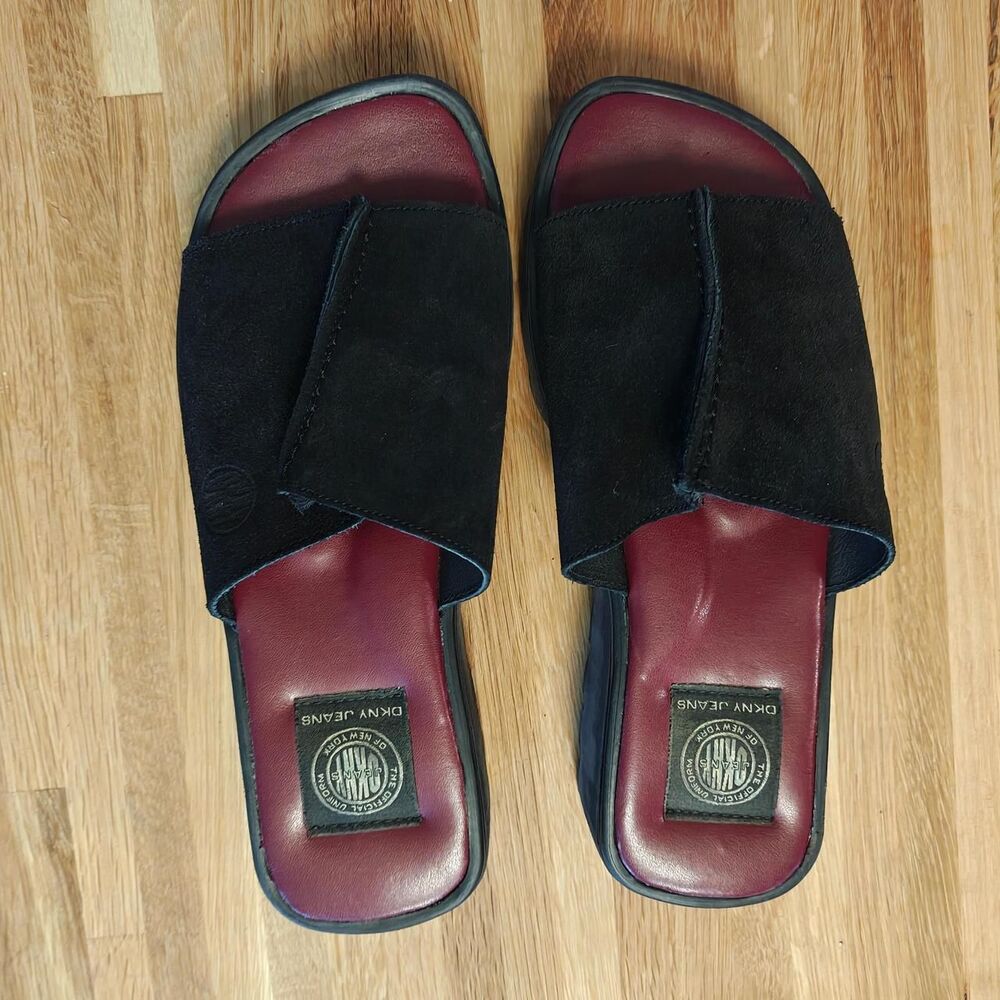 Dkny Women's Black and Burgundy Slides - Picture 1 of 5